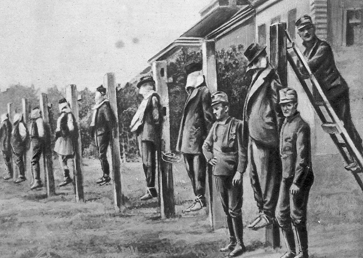 Impiccagione di abitanti di Crouchvatz nella Serbia occupata, 15 aprile 1917 [Le Miroir n. 177]